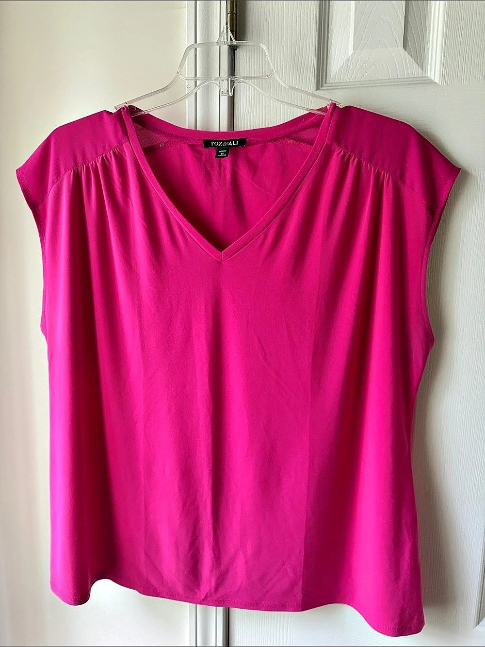 Roz & Ali V-Neck Blouse in Pink Size 1X Like New